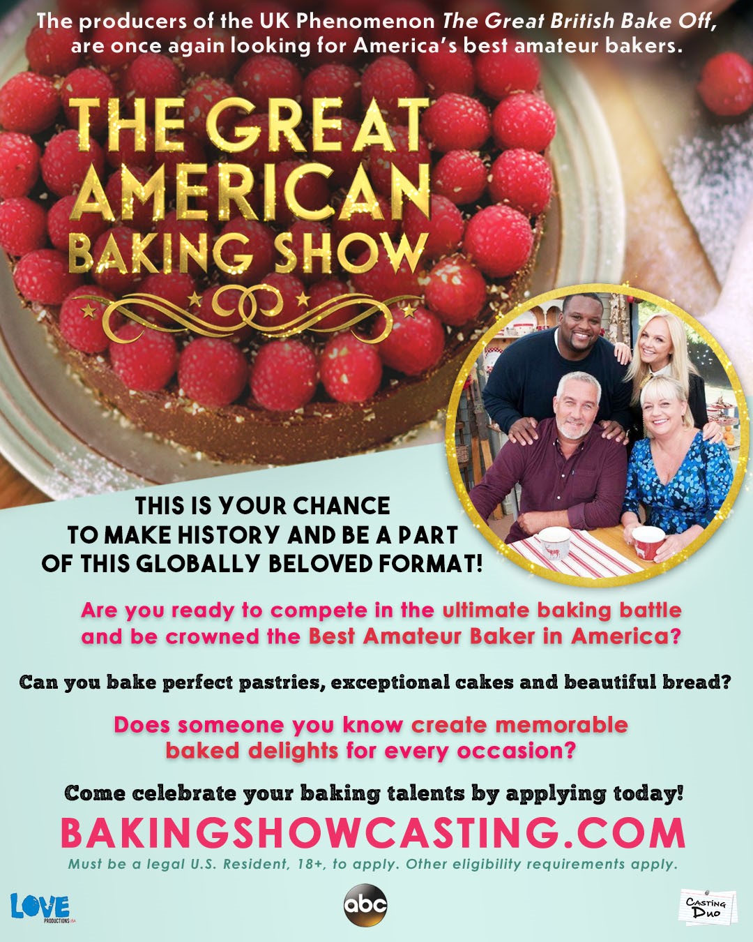 The Great American Baking Show Casting Call 2019! | ABC Updates